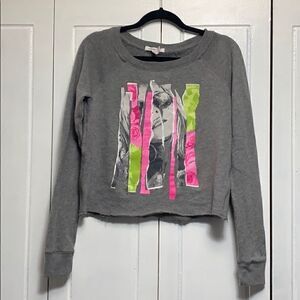 Aeropostale cropped gray sweatshirt graphic top…
